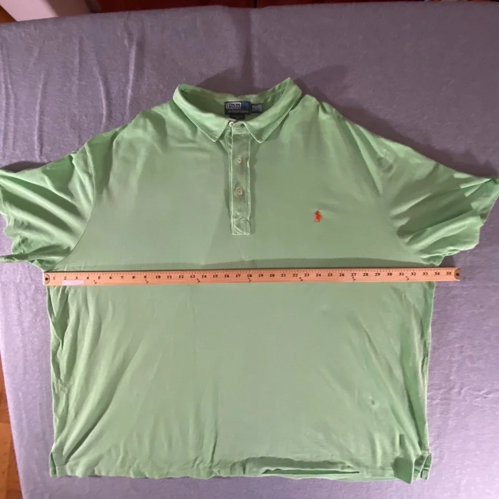 Polo Ralph Lauren Mens 5XB Big Lime Green Featherweight Mesh Polo Shirt  Pony